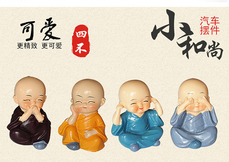 Cute Four Monks Car Ornaments Car Creative Cartoon Novice Crafts Ornaments Indoor Desktop Decorations