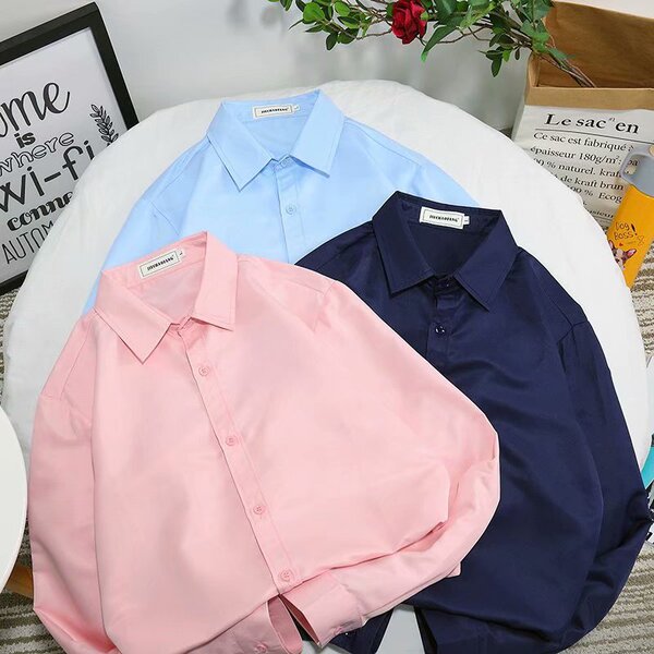 Solid color trend thin shirt all-season