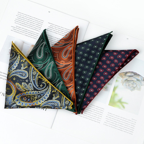 Men's tie square scarf wholesale Korean style fashion versatile trendy retro embroidery pattern suit pocket scarf