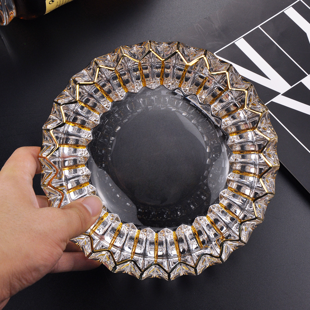 欧式轻奢办公室大气个性家居日用装饰水晶玻璃烟灰缸特色工艺烟缸