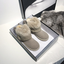 心菲心菲新款韓版皮毛一體雪地靴2020年冬時尚保暖兔毛短筒平底棉