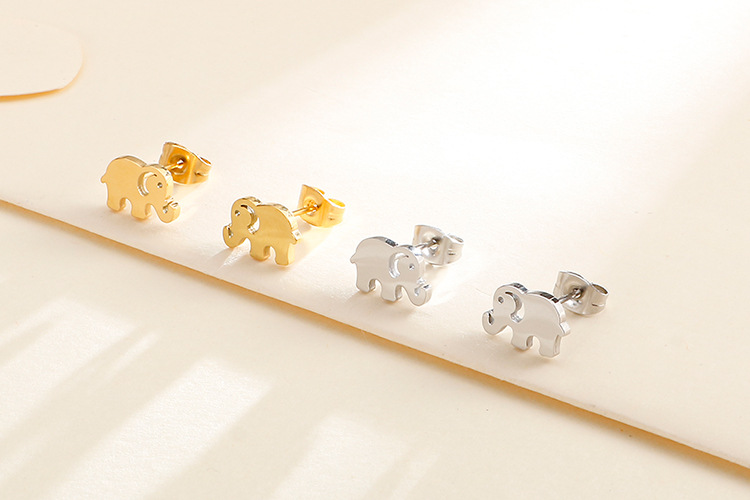 Stall Supply Korean Style Fashion Titanium Steel Diamond Elephant Fashion Earrings Necklace Small Se