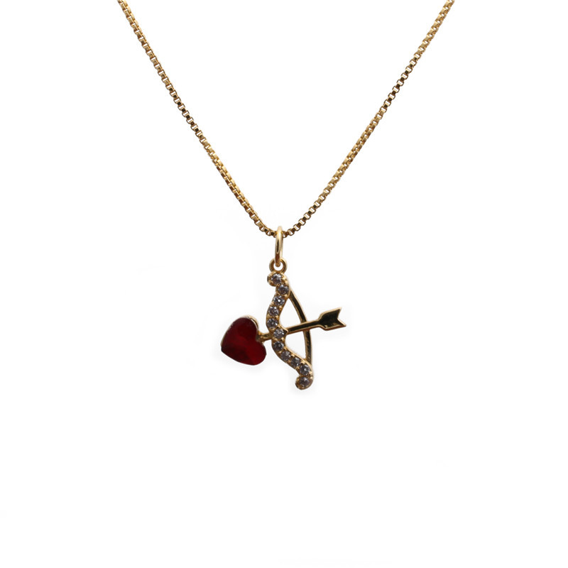 Copper Material Micro-inlaid Zircon Heart-through Necklace