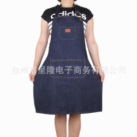 加厚牛仔布围裙厨师工作服男女服务员韩版时尚咖啡奶茶店工作围裙