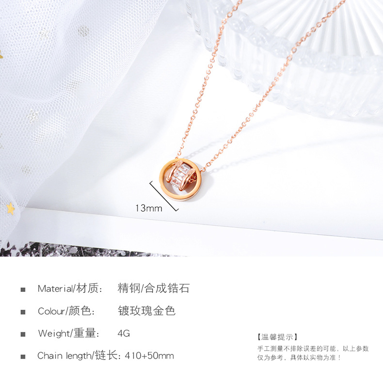 New Stainless Steel Fashion Transfer Double Ring Necklace Clavicle Chain Simple Pendant Wild Necklace Jewelry Wholesale Nihaojewelry display picture 8