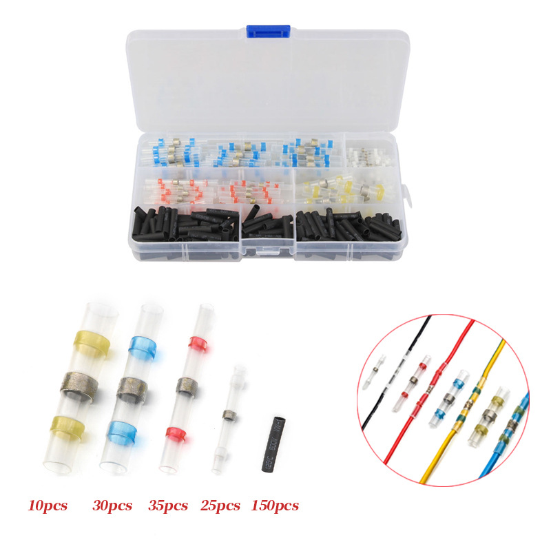 250pcs 盒装防水焊锡环热缩中接端子 焊锡环热缩套管接线端子