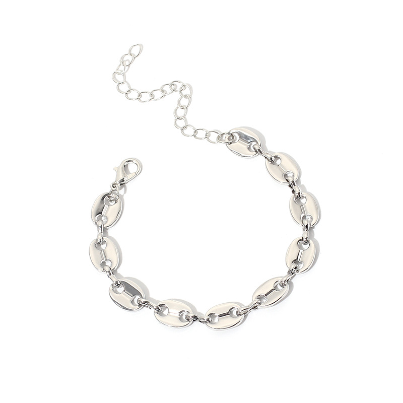 34g Weight Necklace Classification Wedding, Travel Occasion Women'S Gender White, Gold Color Fashion Pig Nose Chain Button Bracelet Necklace Sets For Women Clavicle Chain Wild Jewelry Nihaojewelry 15