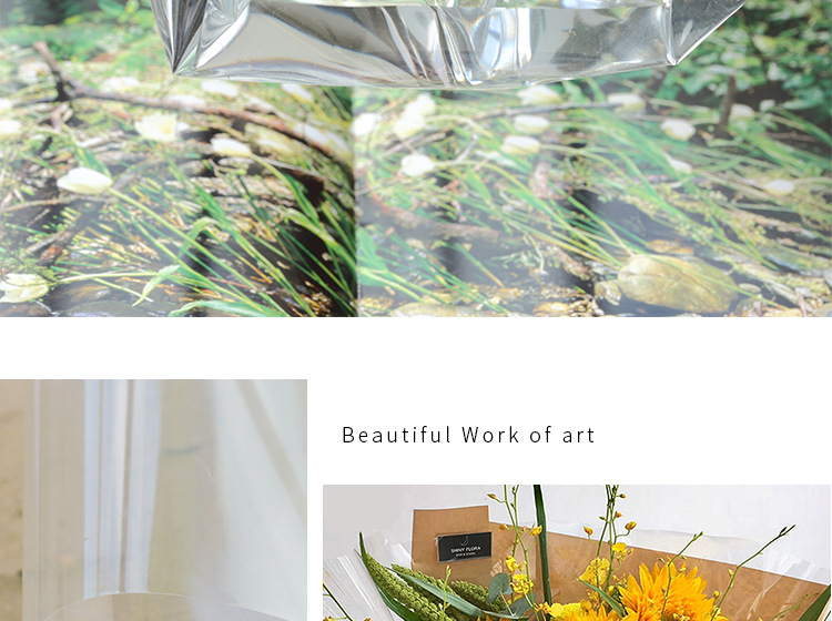 Ruiqu 50 pieces of flower gift, floral art wrapping paper, DIY bouquet supplies, thickened and enlarged transparent cellophane wholesale detail image 7