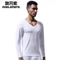 Men's seamless thermal underwear top V-neck winter heating plus velvet tight thin bottoming shirt autumn cotton sweater
