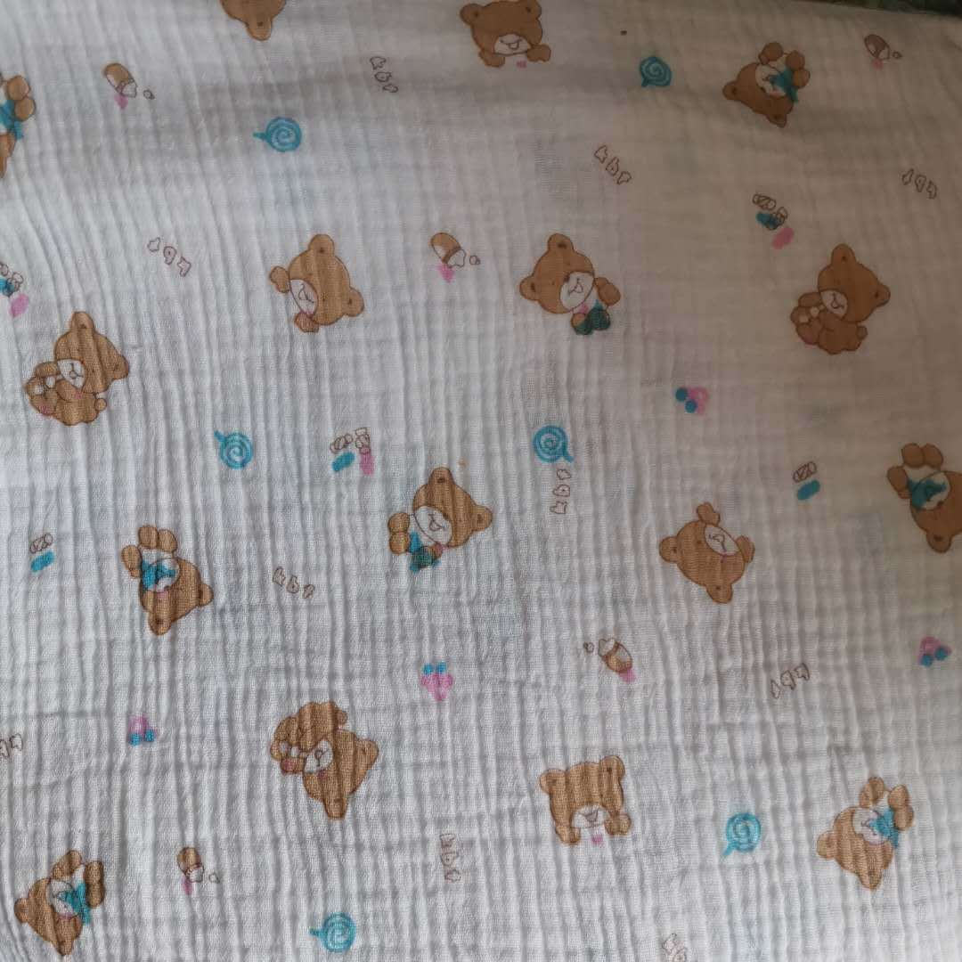 Baby class a 40s algodón de doble capa de tela de hilo de algodón lavado crepe de algodón impreso crepe ropa para el hogar tela