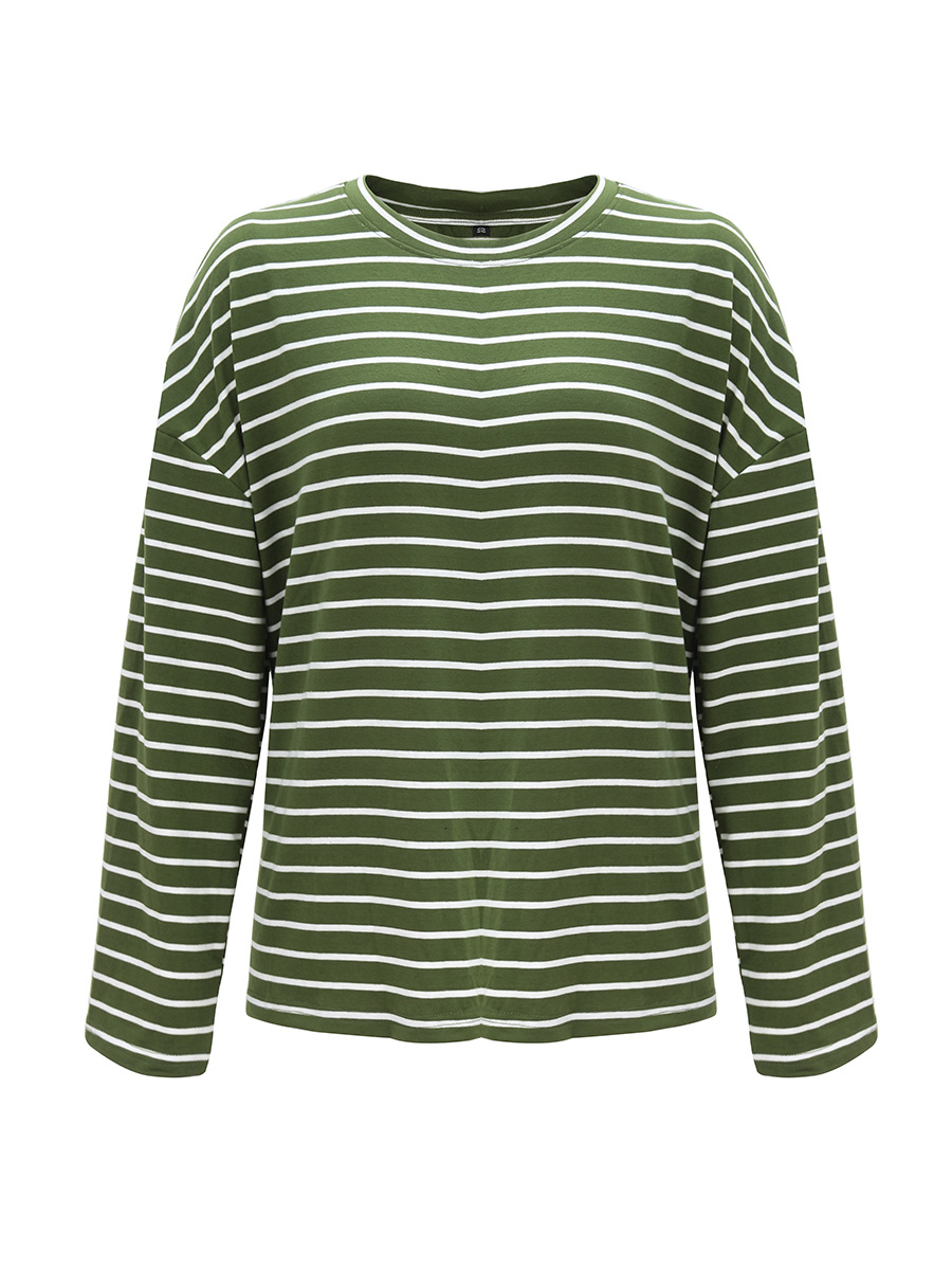 hot-selling striped top women s autumn loose long-sleeved T-shirt NSAL2600