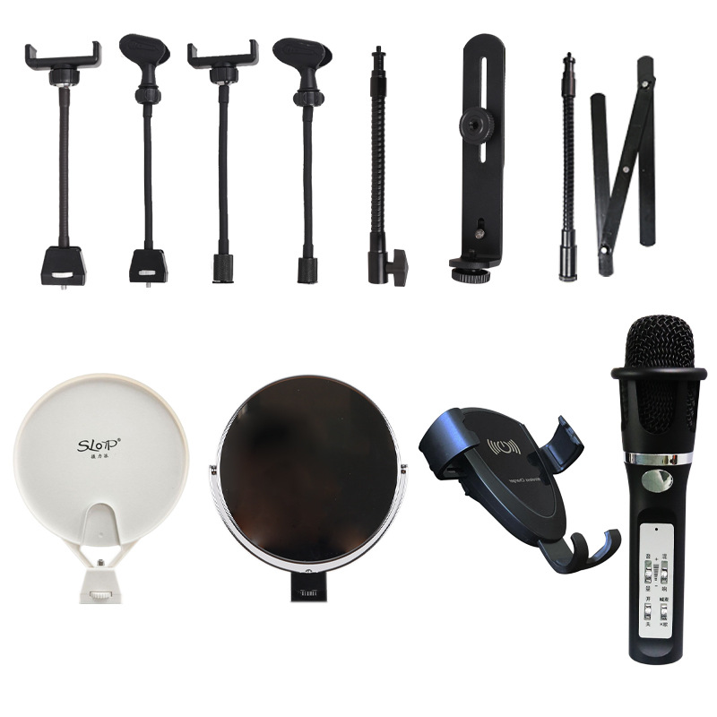 LED live light fill light mobile phone bracket wireless charge mobile phone clip makeup mirror desktop bracket SLR bracket