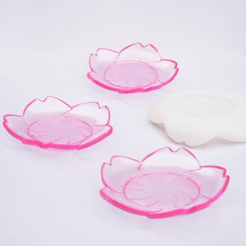 DIY crystal resin mirror 3D petal flower dish plate silicone mold desktop storage box