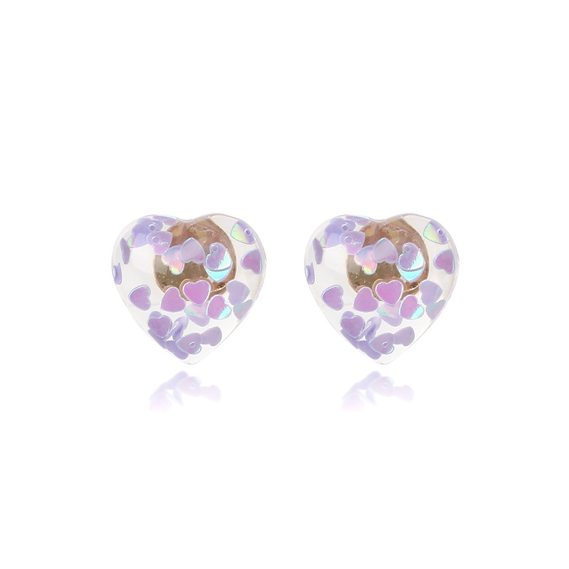 New Fashion Love Transparent Resin Earrings Geometric Heart-shaped 925 Silver Needle Earrings Wholesale Nihaojewelry display picture 5