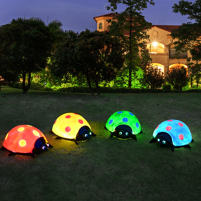 Al Aire Libre flor jardín paisaje simulación mariquita de siete estrellas escultura luminosa Villa patio césped decoración escarabajo adornos