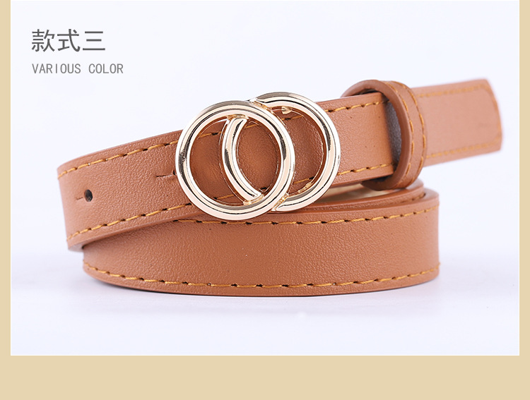 new ladies thin belt fashion casual decoration jeans belt double round buckle wholesale nihaojewelrypicture1
