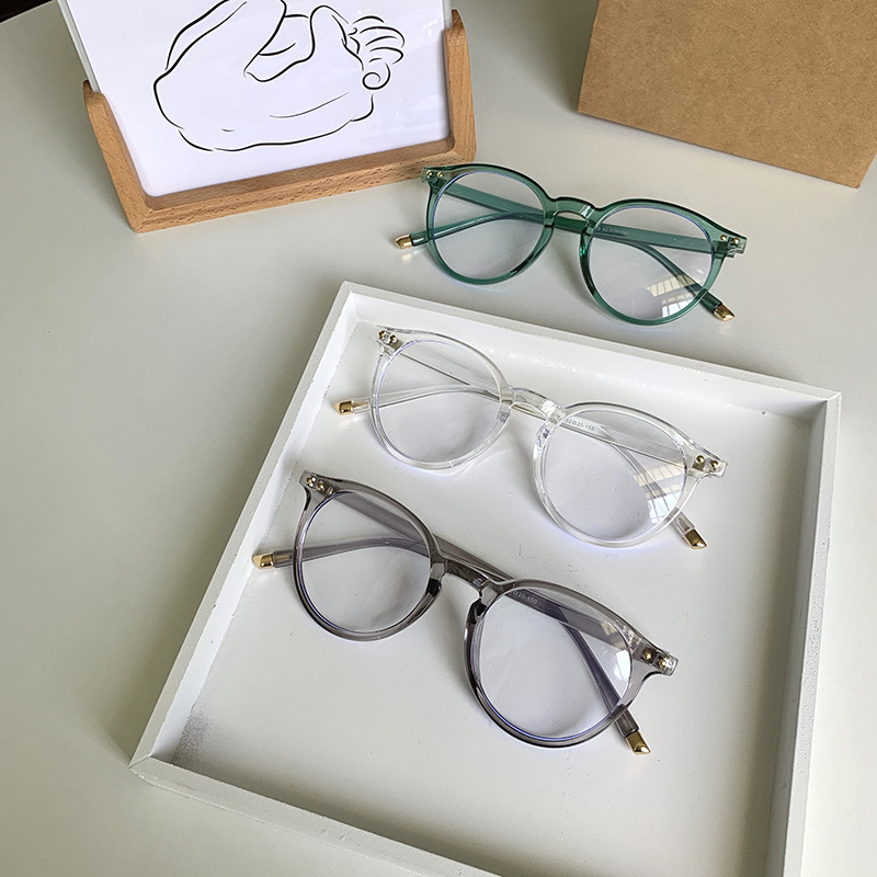 55g Weight Full Frame Glasses Structure Glasses Classification PC Lens Material Round Frame Glasses Style Casual, Daily Occasion Solid Color Pattern All Seasons Season Unisex Gender Retro, Classic Style Style Retro Classic Style Solid Color PC Round Frame Full Frame Optical Glasses 1