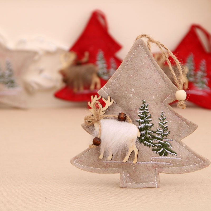 Amazon Navidad de alta gama tela pequeño colgante decoración navideña suministros ELK colgante bordado regalo de Navidad