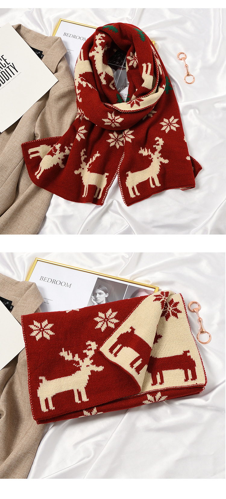 Weihnachtsschal Für Mädchen, Gestrickter Winter-wollschal, Festlich_voghion.com