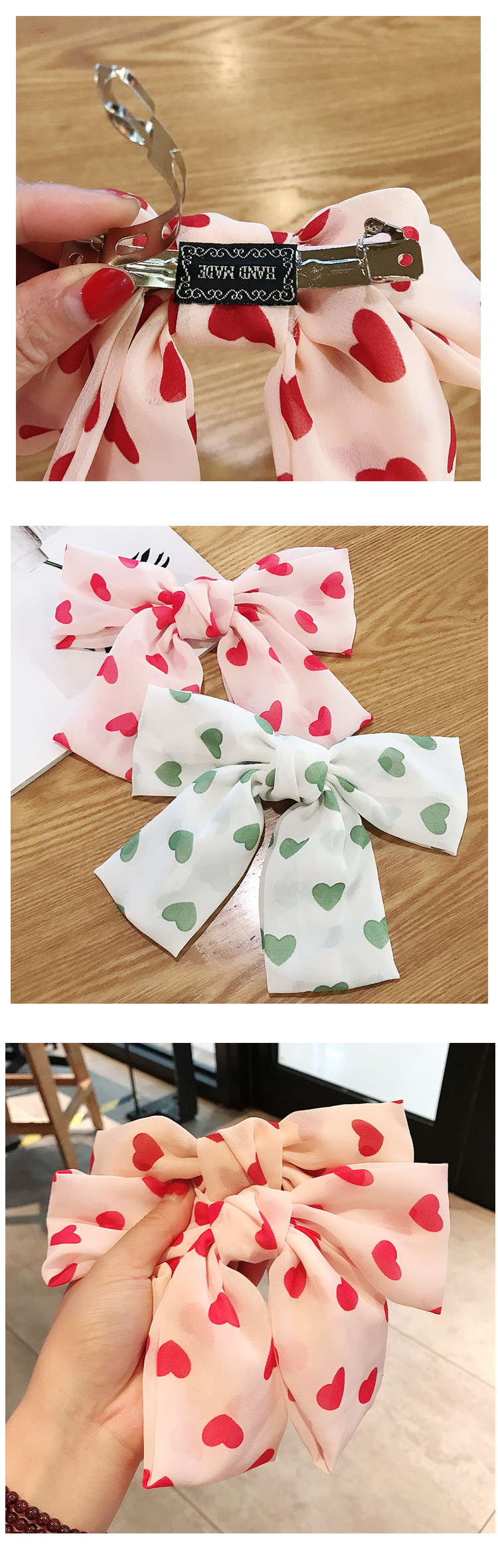 Korean Big Bow Hairpin Chiffon Love Top Clip Fabric Spring Ponytail Headdress  Wholesale Nihaojewelry display picture 5