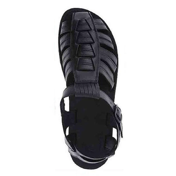 Фабричная прямая плоская танкетка с круглым носком и полой декоративной пряжкой, повседневные Универсальные мужские сандалии для мальчиков