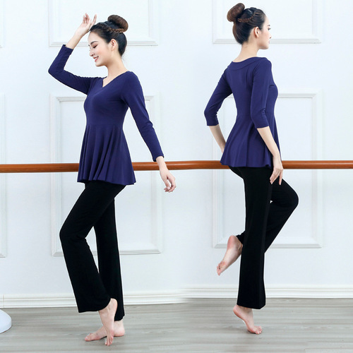New dance clothes for adults, modal V-neck basic training clothes, modern dance practice clothes, Latin dance clothes, yoga performance clothes