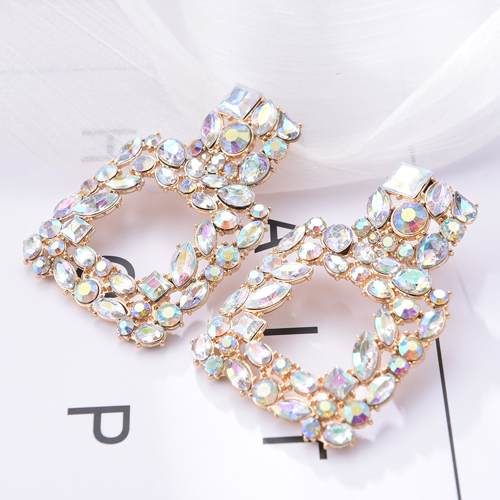 1 Paire Mode Géométrique Strass Placage Femmes Boucles D'oreilles display picture 10