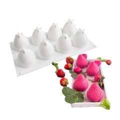 New 8-in-a-Row Strawberry Fruit Mousse Mold DIY Baking Mold Trendy French Cake Mold Jelly Chocolate Mold