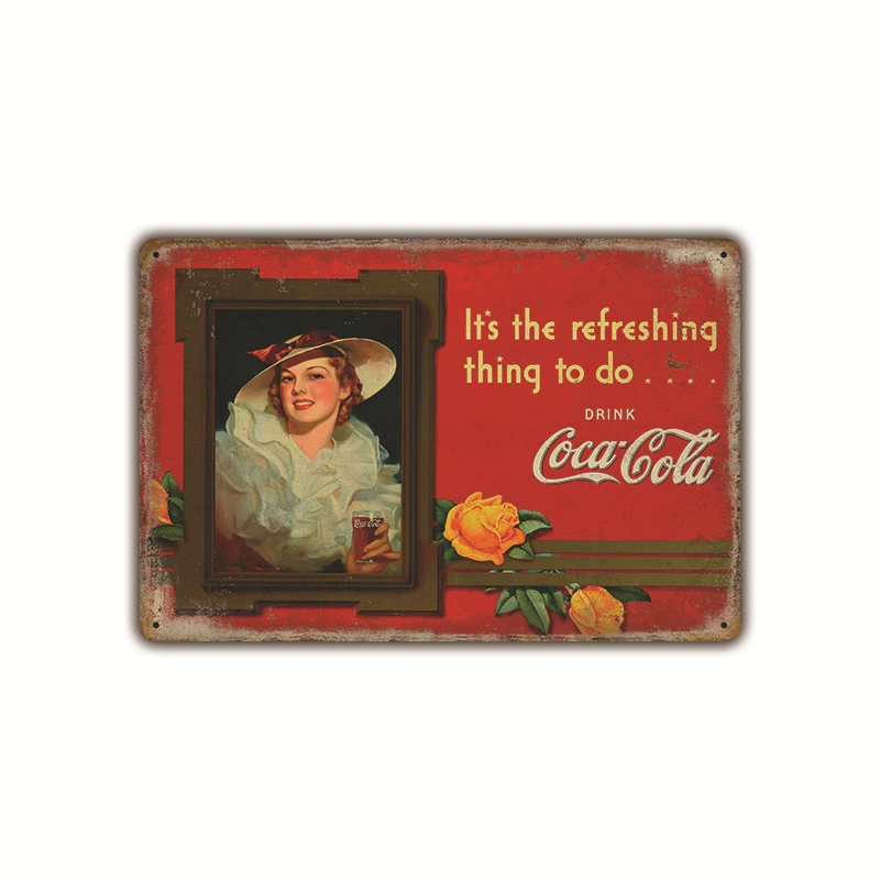 Безрамочная металлическая вывеска (Coca-Cola) ретро рекламный плакат, 20×30 см, винтажное декоративное украшение