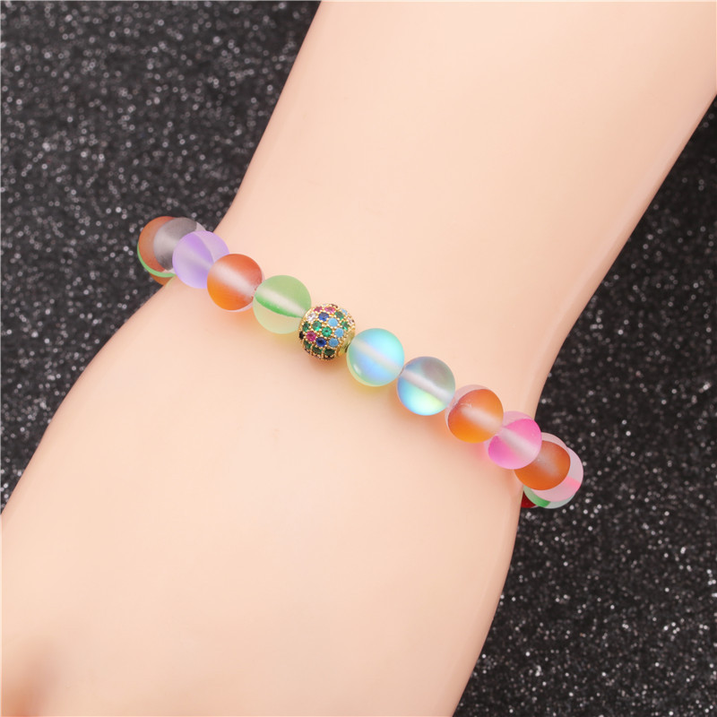 Venta Caliente Moonstone Color Zirconium Diamond Ball Rose Gold Ball Bead Pulsera Diy Pulsera Al Por Mayor Nihaojewelry display picture 2