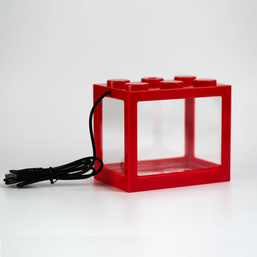 A lighting-equipped fish tank with a Lego fish tank, a small micro-landscape algae ball box, turtles, ants, pet fish box.