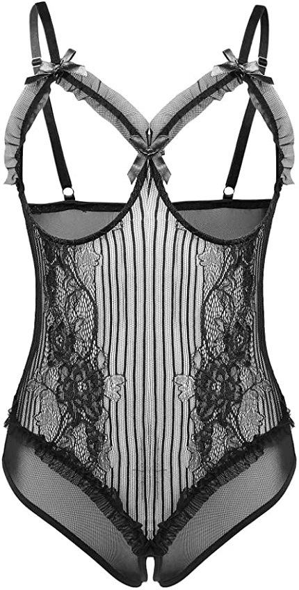 New Sexy Hollow Out Mesh Suspender Jumpsuit And Fun Lingerie_voghion.com
