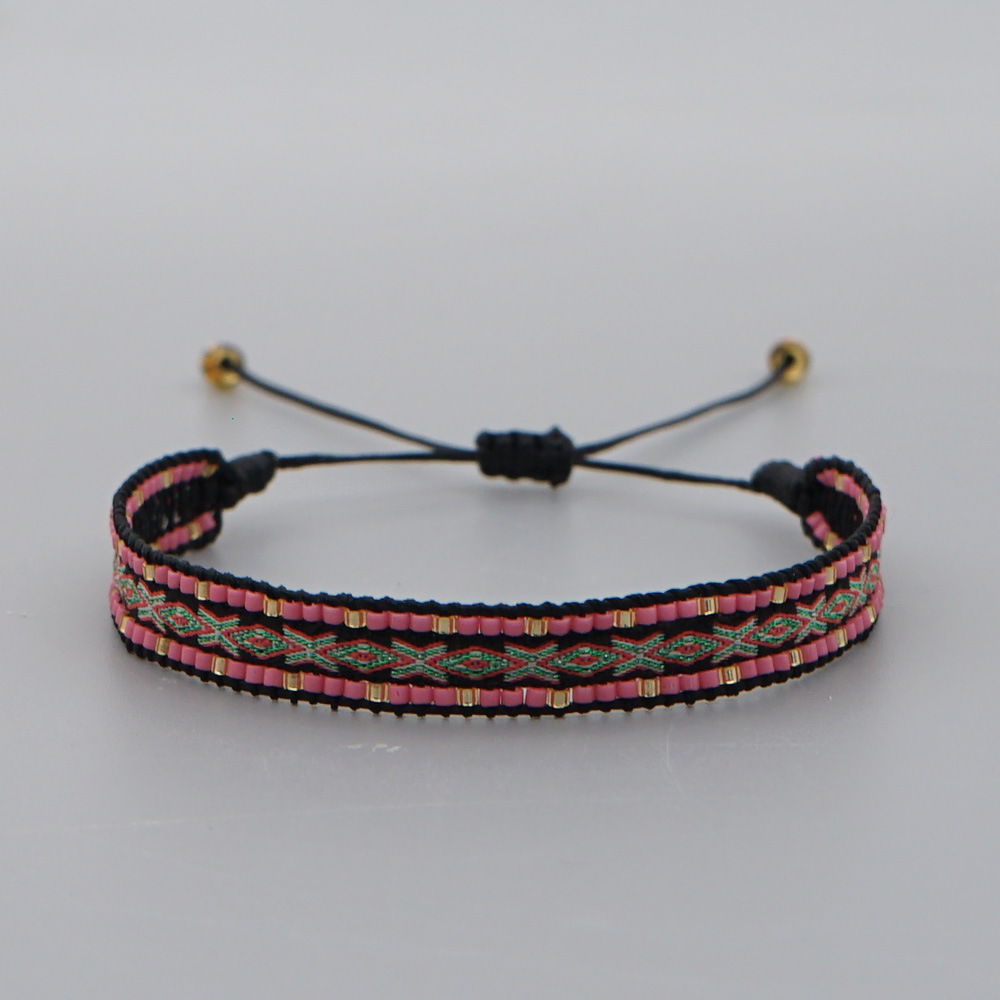 Rice Bead Weaving Bohemian Style Retro Ethnic Style Pattern Ribbon Bracelet display picture 31