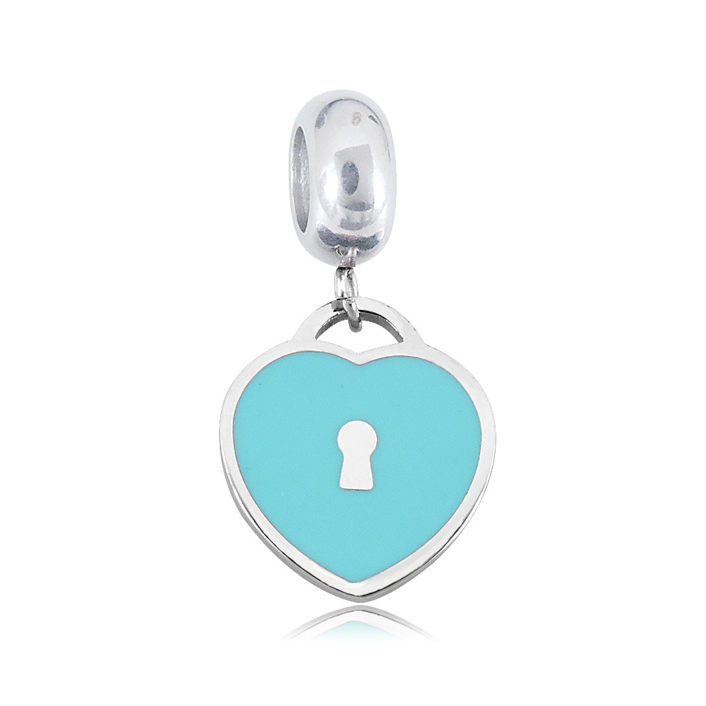 Pendant Jewelry Making Type 3 PCS/Package Titanium Steel Heart Shape Key Lock Pendant