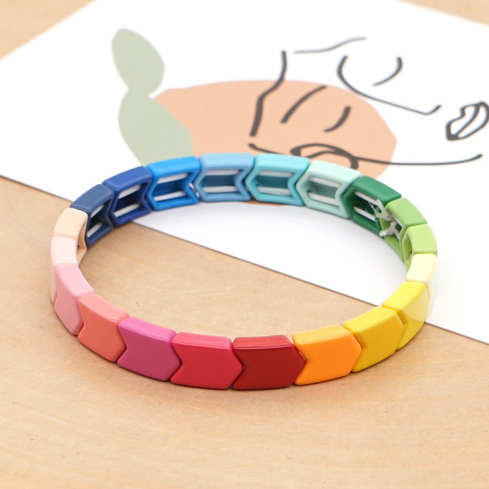 Fashion Couple Rainbow Enamel Alloy Bracelet display picture 14