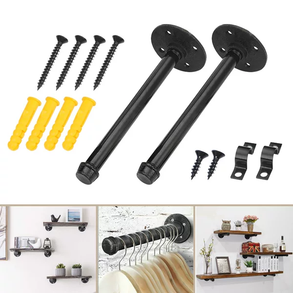 Cross-Border Wall-Mounted Shelf Made of Iron Art for Supporting Pipes, Vintage Single-Layer Pipe Wall-Mounted Storage Rack
