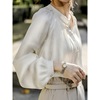 Spring summer white silky shirt, retro top, french style