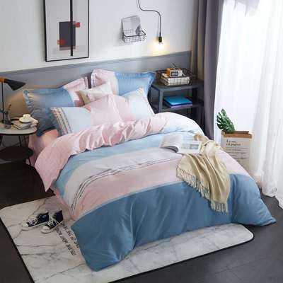 瑞鳳純棉四件套床上用品素色清新簡約三件套被罩床單雙人被套床笠