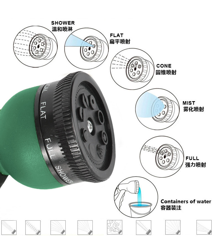 8功能洗车水枪园林喷水枪多功能高压水枪洗车工具塑料水枪四件套详情6