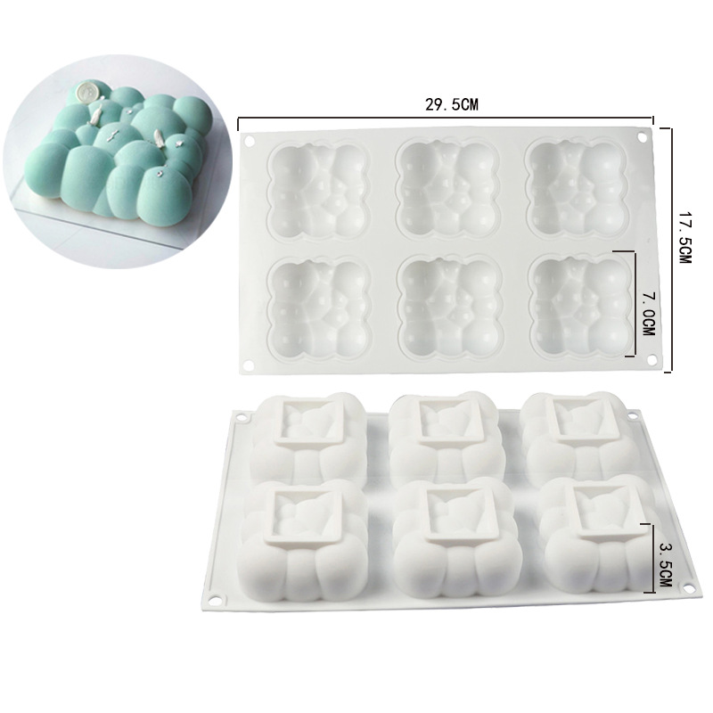 6-piece Xiangyun mousse pastel molde francés postre chocolate molde DIY nube hogar silicona herramientas para hornear