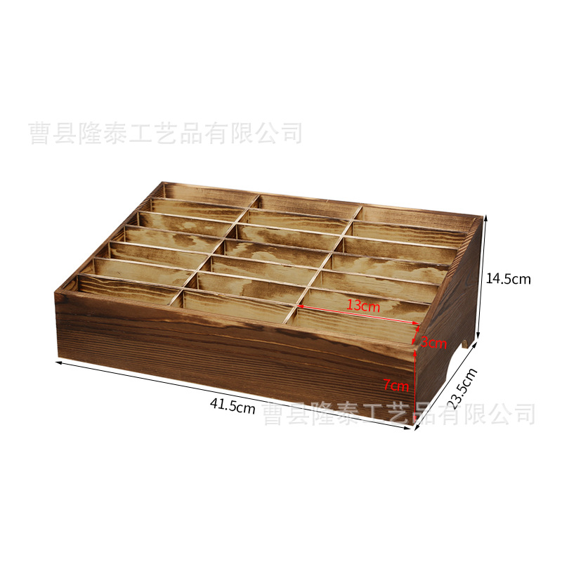 En stock caja de gestión de almacenamiento de teléfono móvil escritorio madera maciza retro multi-rejilla película templada caja de almacenamiento Oficina Conferencia rack de almacenamiento
