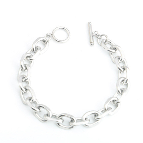European and American domineering punk hip-hop stainless steel interlocking O-shaped trendy titanium steel one-word buckle bracelets for men and women