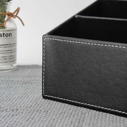 Business leather multi-functional desktop miscellaneous storage box, remote control cosmetic storage stand, office supplies wholesale
