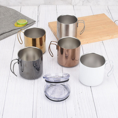 304不锈钢马克杯咖啡杯办公杯双层加厚隔热定制LOGO礼品赠品杯子|ms