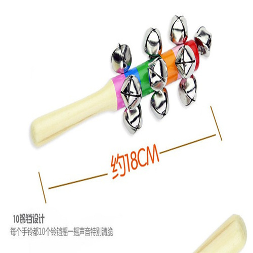Wooden material baby toys Colorful rattle cross bell Newborn early education musical instrument