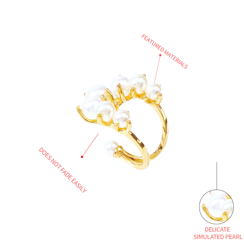 Fashion Niche Design Pearl Ring Trend Semi-open Creative Alloy Ring Wholesale Niihaojewelry display picture 5