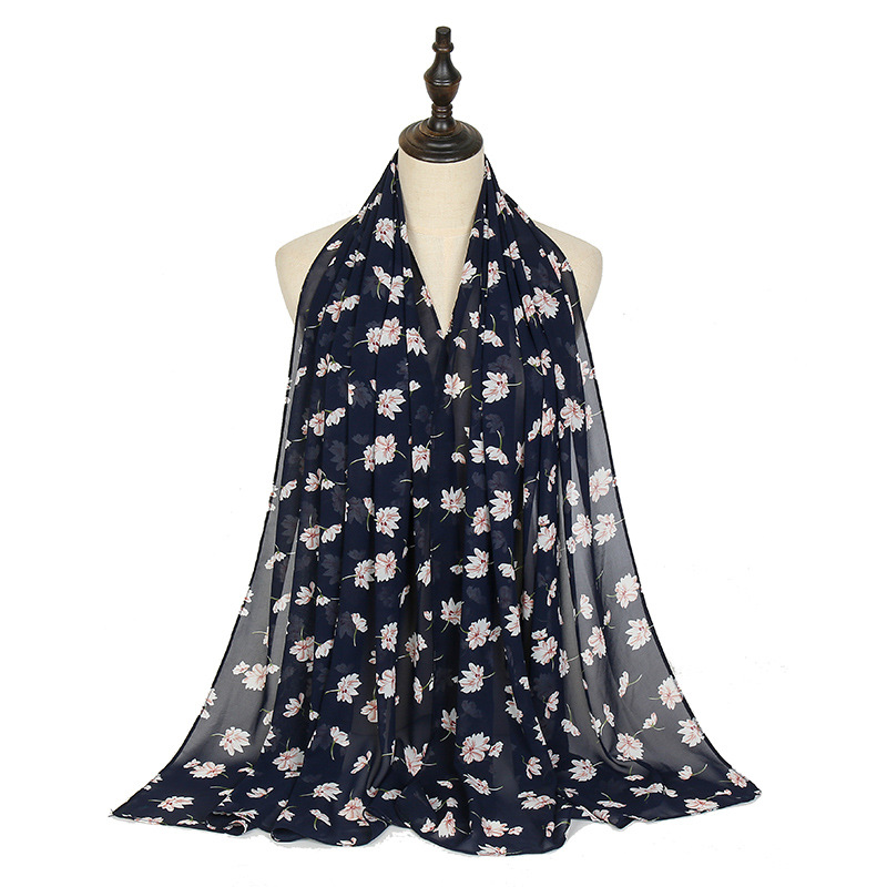 2021 Cross-Border New Pearl Chiffon Printed Long Scarf Wholesale All-Match High Quality Floral Scarf YW123