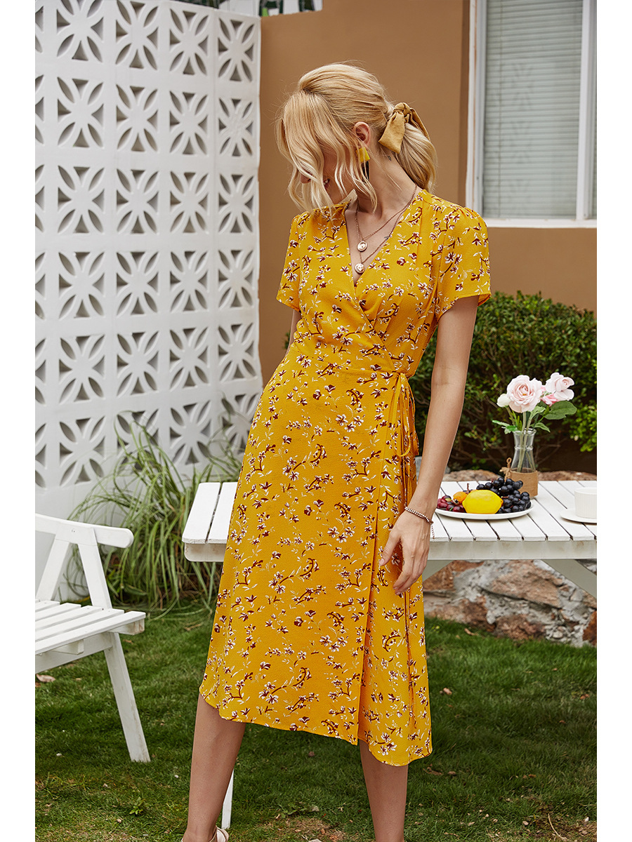 summer strap slim chiffon floral dress   NSAL2920