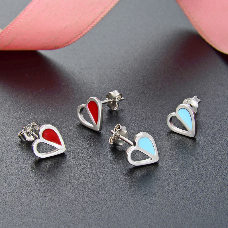 Accesorios de moda frescos personalizados en forma de corazón pendientes de temperamento estilo japonés y coreano s925