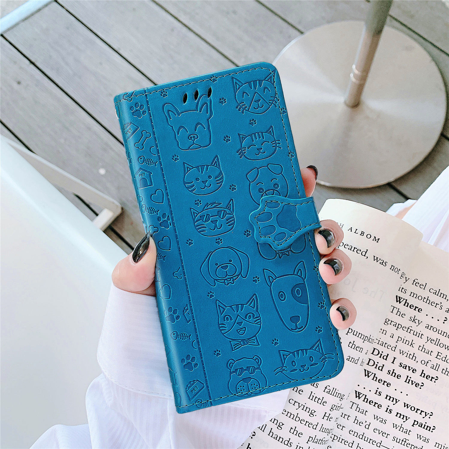 Embossed Leather Phone Case Wallet Card Holder For Iphone_voghion.com